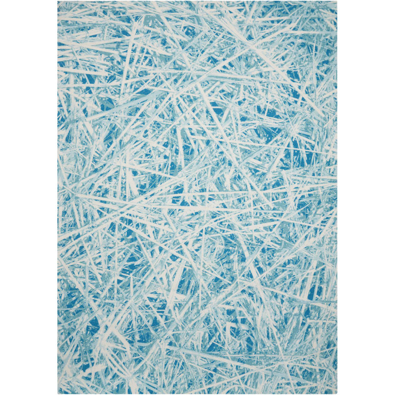 Tapis bleu marine intérieur / extérieur Adamov, Rectangle 5 pi 3 po x 7 pi 5 po