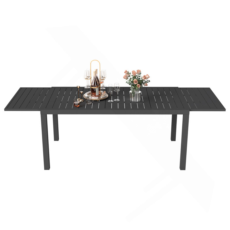 Extendable Aluminum Outdoor Dining Table, Black