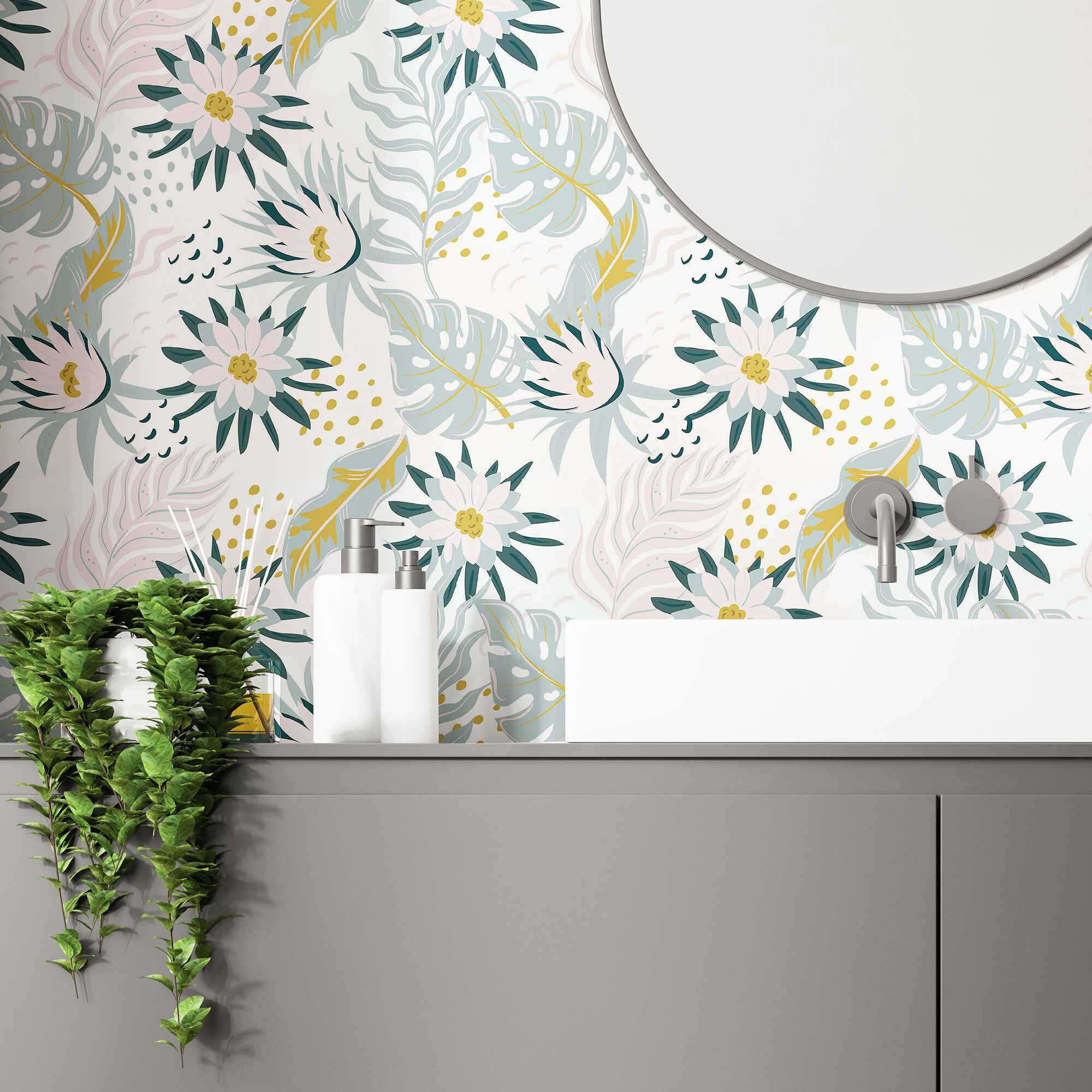 SV COLLECTIONS Green Floral Peel and Stick Wallpaper Elegant Lillies  Bedroom LIVINGROOM PVC SELF Adhesive Wallpaper 200  45CM9SQFT   Amazonin Home Improvement