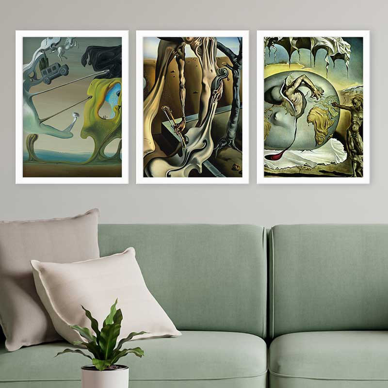 Superbe ensemble de peintures décoratives encadrées (3 pièces) de 21,7 po x 29,5 po chacune | Cadre 100% bois avec polystyrène de 0,8 pouce | Impression numérique UV | Parfait pour la décoration murale de salon, de bureau et de galerie