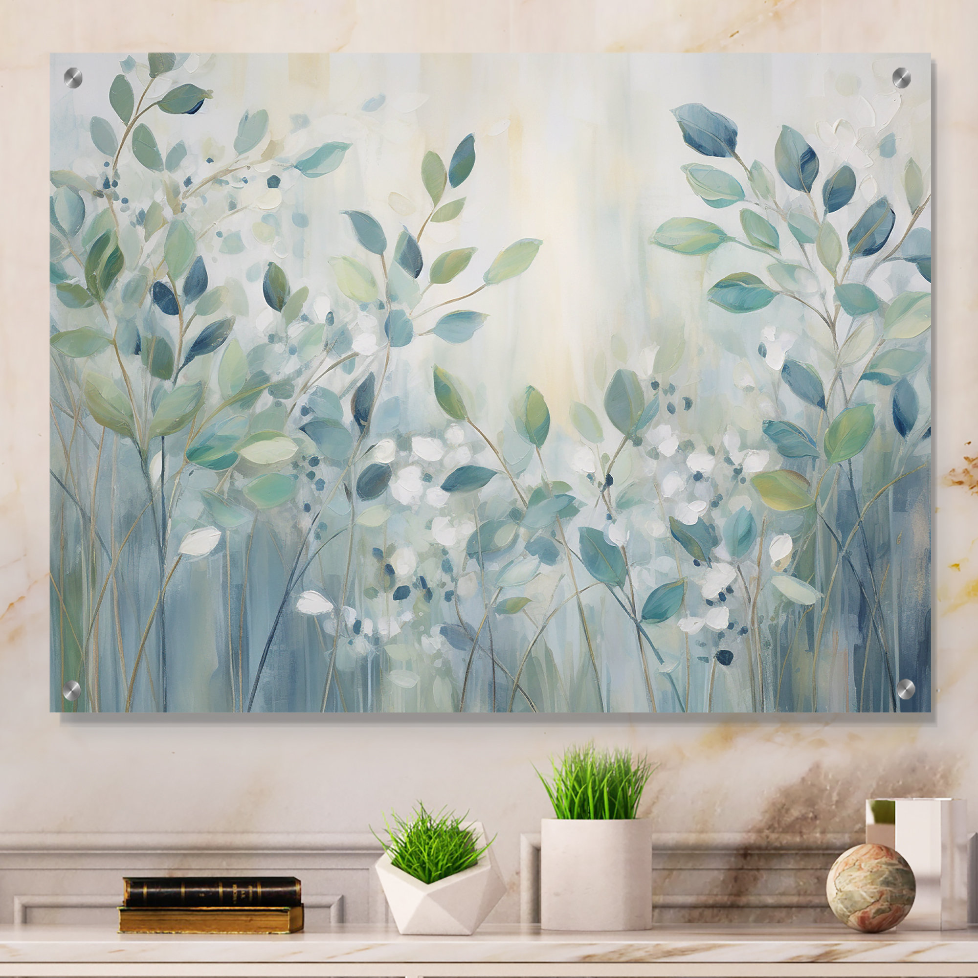 Design Art Blue Botanical Rhythms IV - Abstract Botanicals Acrylic Wall ...