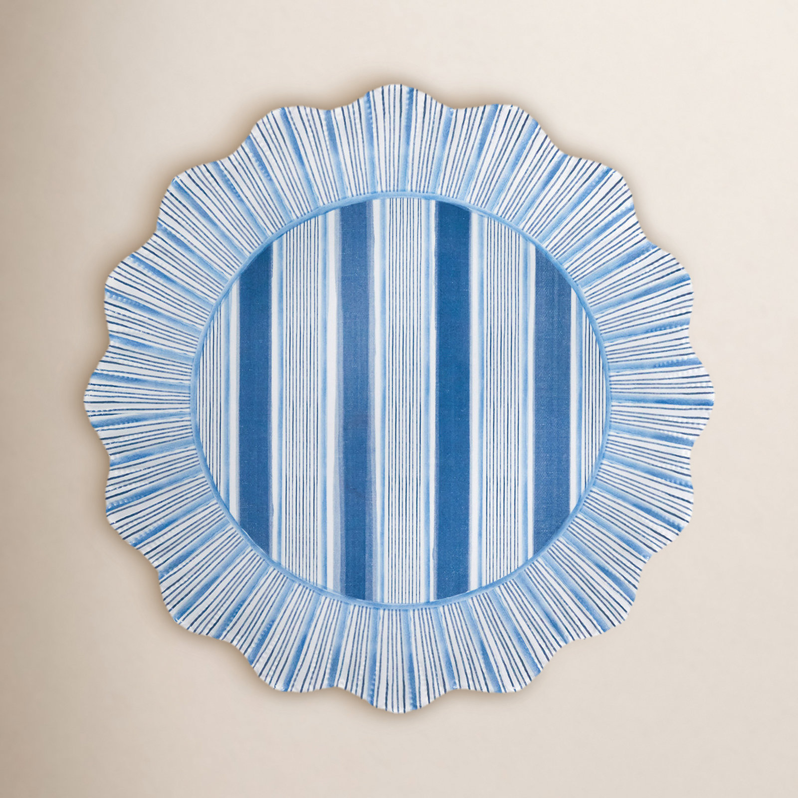 Cabana Stripe Melamine Dinner Plates, Ocean
