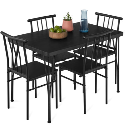 Alecsis 5-Piece Metal And Wood Indoor Modern Rectangular Dining Table Furniture Set For Kitchen, Dining Room, Dinette, Breakfast Nook W/ 4 Chairs -  17 Stories, 521A17ECE60346078E80862B7B4BA8B8