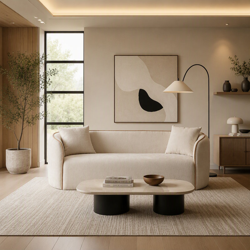 Canapé Curved Boucle, 3 places, salons, chambres à coucher, bureau d'appartement