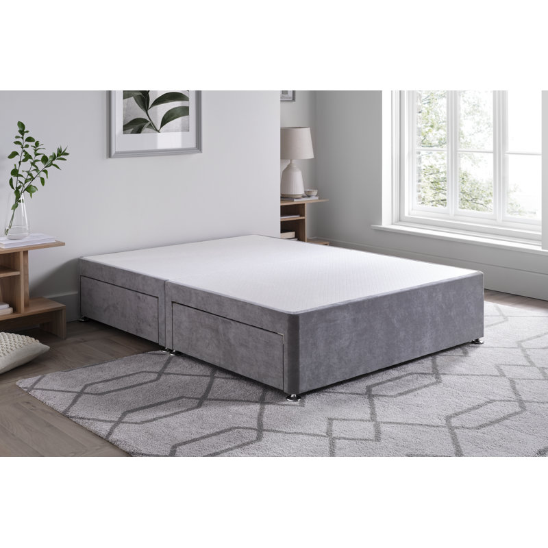Naples Divan Bed Base, Double (4'6), Silver, No Drawers