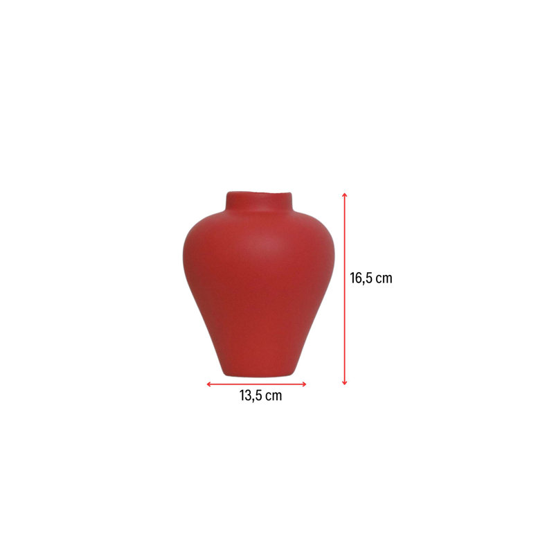Élégant vase en céramique rouge, 5,3 x 5,3 x 6,5 pouces | 100% céramique de qualité supérieure, parfaite pour la décoration intérieure et les arrangements floraux | Pièce décorative élégante pour le salon, le bureau ou la table de salle à manger
