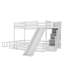 Lit superposé simple au-dessus d'un lit double en pin massif blanc avec glissade, escalier de rangement et garde-corps de sécurité (ancien numéro de référence W504S00185)