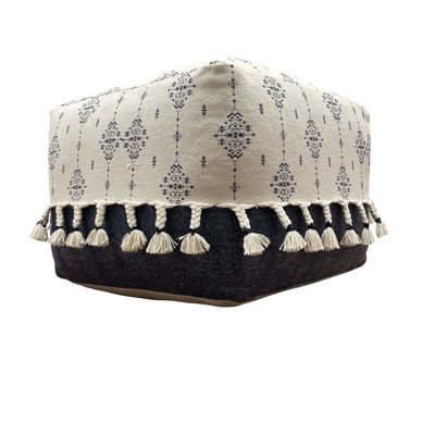 18" Blue 100% Cotton Ottoman