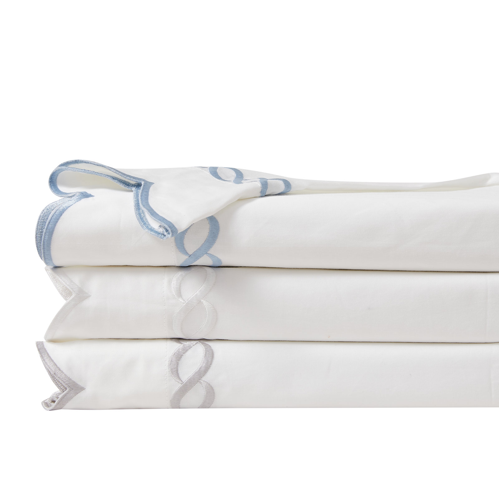 Rei Cotton Pillowcase, Gray, 2 Queen Pillowcases