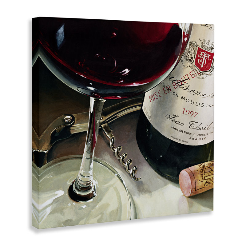 «Red Wine & Corkscrew», art mural par Stefano Ferreri, 17" H x 17" W