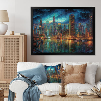 «Blue and Green Elegance In Expanse», reproduction sur toile encadrée