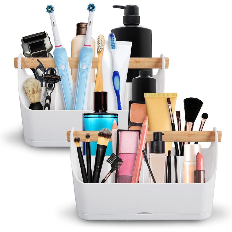 Hibi 7 Compartment Bathroom Storage Organiser Makeup Organiser Non-Slip & Portable For Home Office