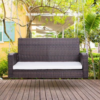 Fauteuil suspendu d'une capacité de 550 lb, blanc crème, deux avec coussin de siège confortable, balancelle d'extérieur, capacité, détente