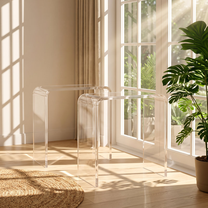 Table de bout en acrylique transparent l 23,62 po x P 20,87 po x H 16,14 po Lucite (ensemble de 2)
