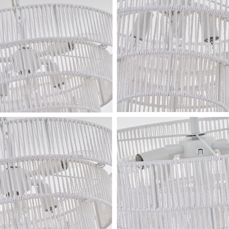 Suzette 6-Lights Hand-Woven Pendant Light 20 Inch, White