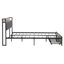 Structure de lit en métal avec tête de lit rembourrée et support de rangement en tissu