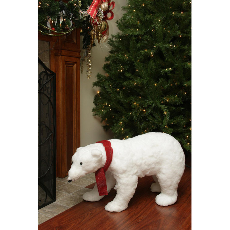 Décoration de Noël ours polaire 30 po blanc et rouge