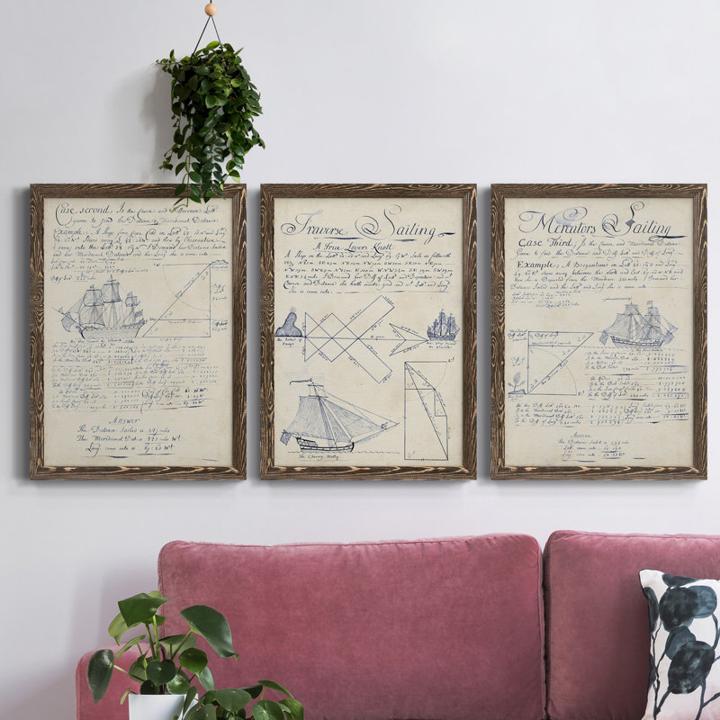Antique Chair Blueprint I - ensemble de 2 impressions encadrées sur toile, H 37,5 po x l 82,5 po x P 1,5 po