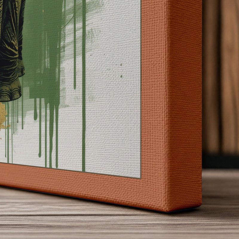 Golden Elephant Portrait Boho - Wrapped Canvas, 18x12 - 45.7 x 30.5 cm, Terracotta Border