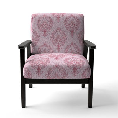 Fauteuil d'appoint rembourré à motif damassé rose