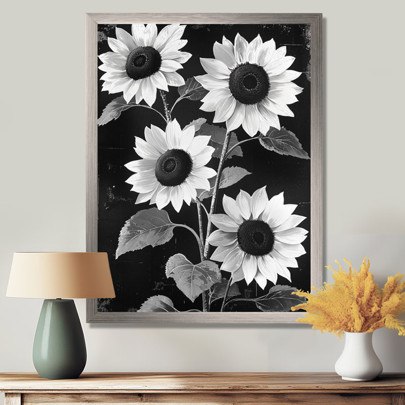 Dittrich - Floral Wall Art Prints, Silver, 32" H x 24" W, Single Picture Framed Print