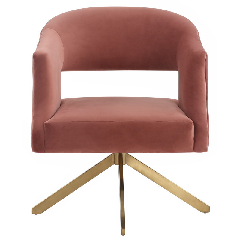 Fauteuil pivotant en polyester 18,9 cm de large Teterboro, Vieux rose