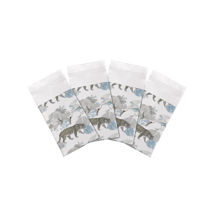 Leopard Walk Cotton Sateen Dinner Napkins, Powder