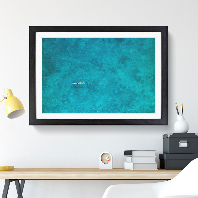 Swimmer in the Sea - Framed Print, Black Framed, 36cm H x 48cm W x 2cm D