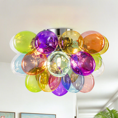 Luminaire suspendu semi-encastré en forme de lustre moderne en verre coloré