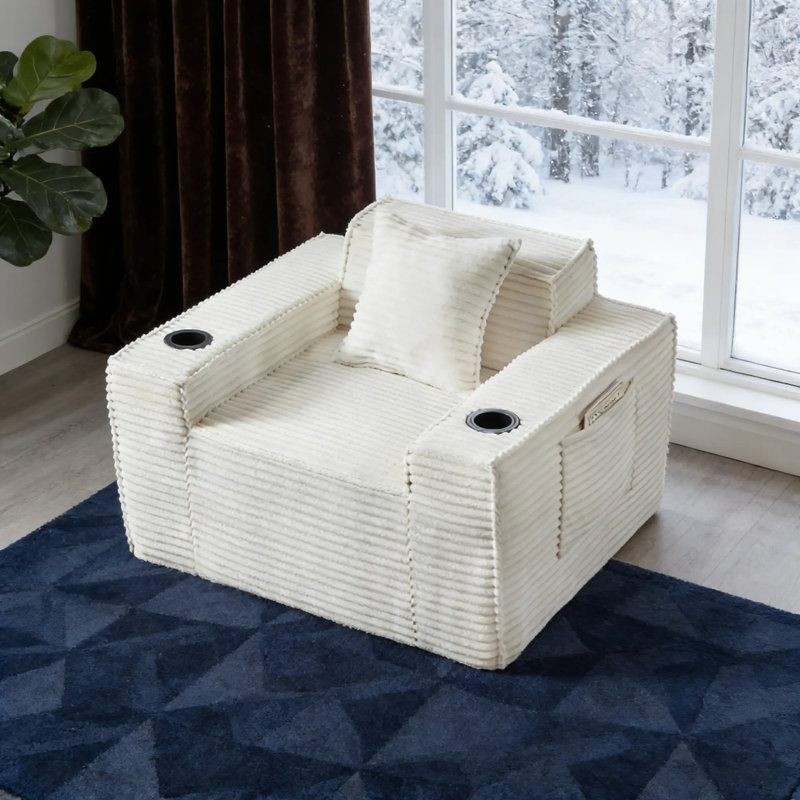 Luxury compressed support single sofa, White
