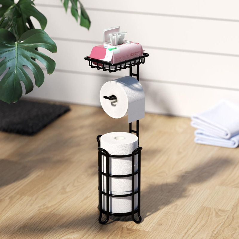 Free Standing Toilet Paper Holder, Matte Black