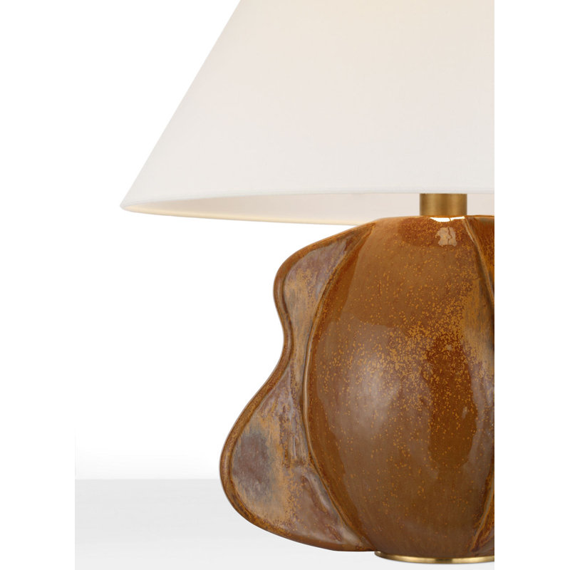 Delmar 22" Table Lamp with Linen Shade, Molten Amber