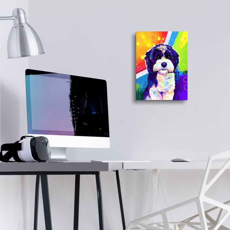Art mural en verre épique «Pop Art Havanais» par Furbaby Affiliates, H 16 po x l 12 po x P 0,13 po