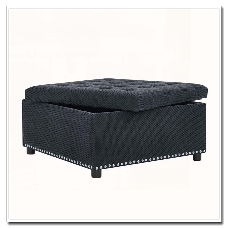 Upholstered Ottoman, Black