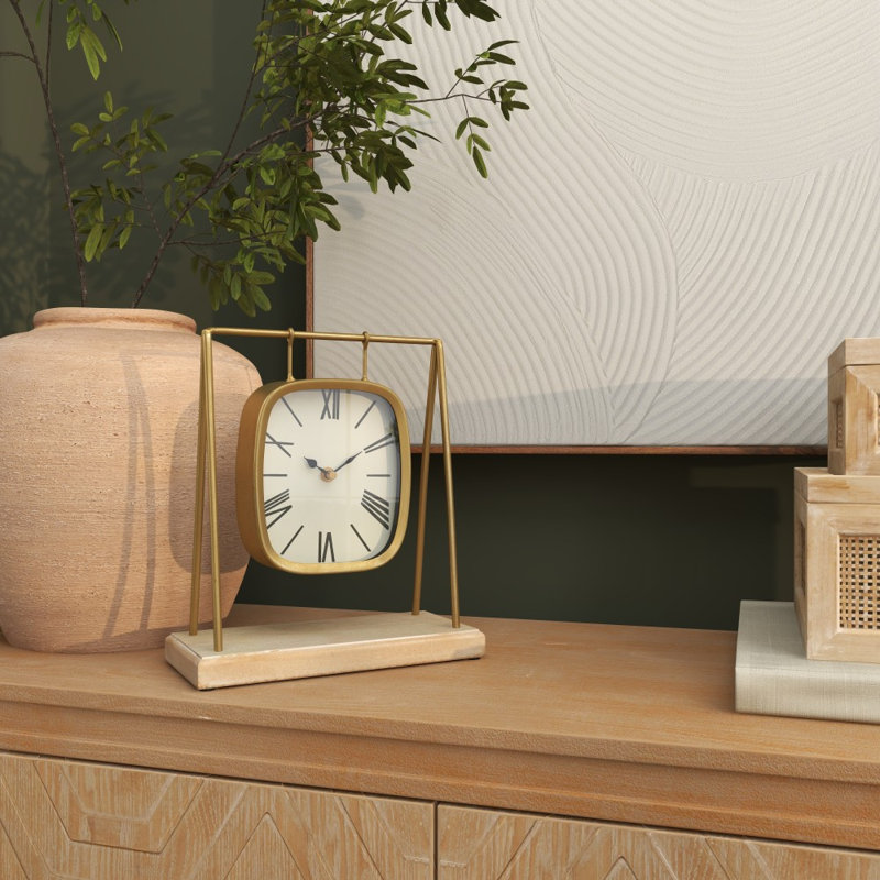 Horloge de table analogique à quartz en acier inoxydable