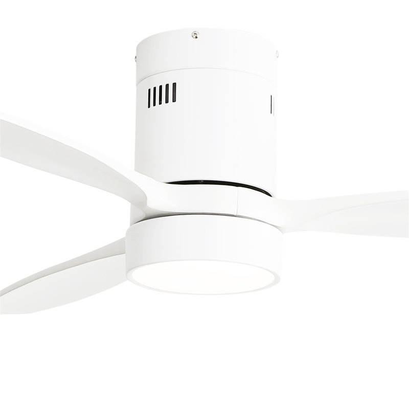 52 Inch Indoor Outdoor Ceiling Fan Solid Wood Fan Blade Noiseless Reversible Motor Remote Control With Light