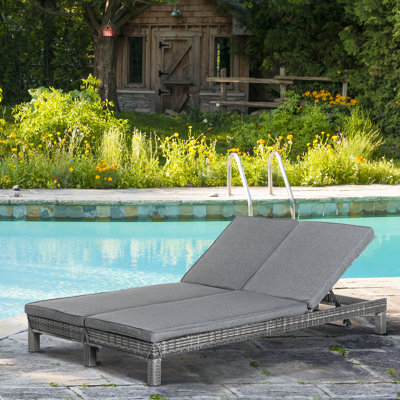 Chaise longue double inclinable avec coussins 47,25 po