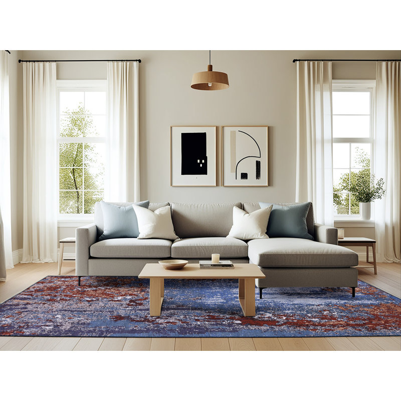 Tapis brun / bleu, Rectangle 6 pi x 9 pi