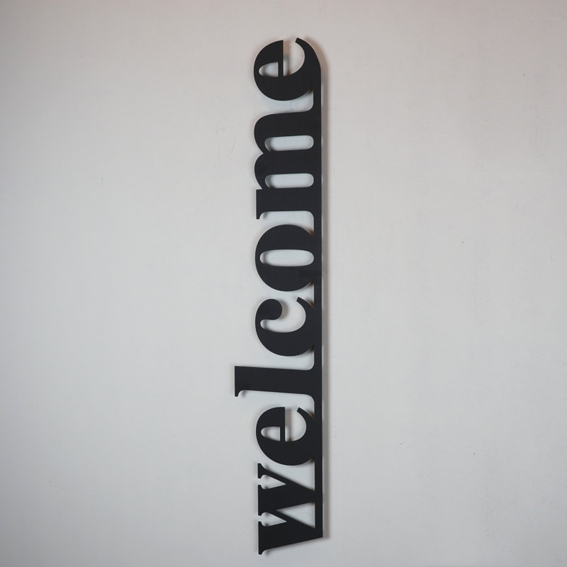 Black Vertical Metal Welcome Wall Art for Outdoors