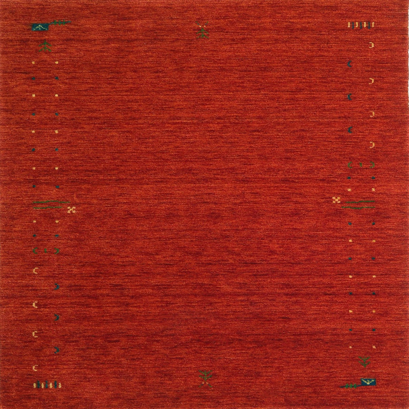 Tapis de zone rouge contemporaine, Carré 7 pi
