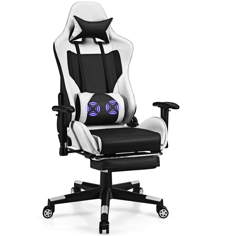 Fauteuil de jeu, Blanc / noir