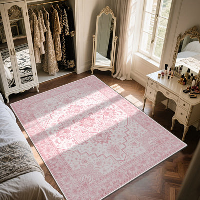 Tapis de style bohémien pour le salon, tapis d'extérieur doux à poils courts, tapis oriental à médaillon rétro, grand tapis doux et lavable à l'intérieur, tapis antidérapant pour la décoration de la salle à manger