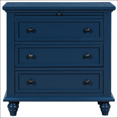 3-Drawer Storage Nightstand, Solid Wood & MDF Side Cabinet, Multi-Purpose End Table for Bedroom Entryway Study, Super Easy Assembly