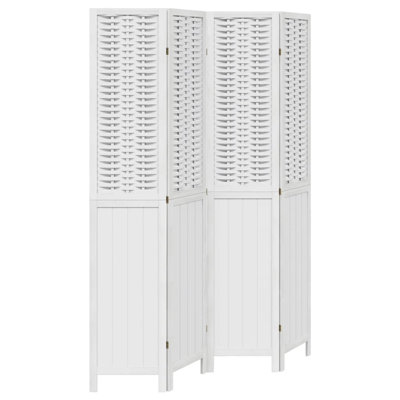 Room Divider 5 Panels White Solid Wood Paulownia by Red Barrel Studio