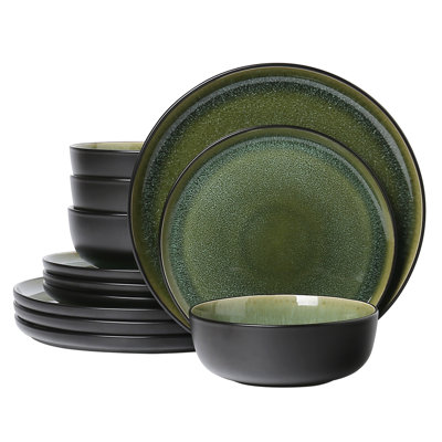 ALOFMO Oynx 12 Piece Stoneware Dinnerware Set, Service for 4