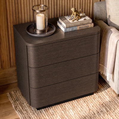 Table d'appoint à 3 tiroirs de 80 cm de large avec façade arrondie