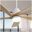 Ventilateur de plafond moderne 52 pouces avec lumière à DEL à intensité variable et 5 pales en bois massif avec télécommande et moteur à courant continu réversible-384601373-384601372