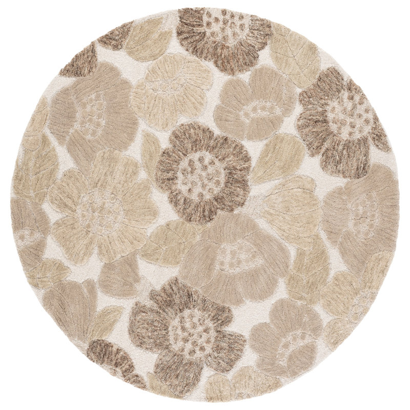 Jardin 468 Hand Tufted 80% Wool; 20% Cotton Floral Rug, Round 6'