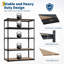 Étagère de rangement en métal robuste avec tablettes ajustables en panneau de fibres à densité moyenne, support de rangement à 5 niveaux pour le garage, l'entrepôt, le sous-sol ou la cuisine