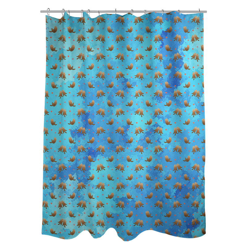 Katelyn Elizabeth Sea Otters Single Sower Curtain, Teal